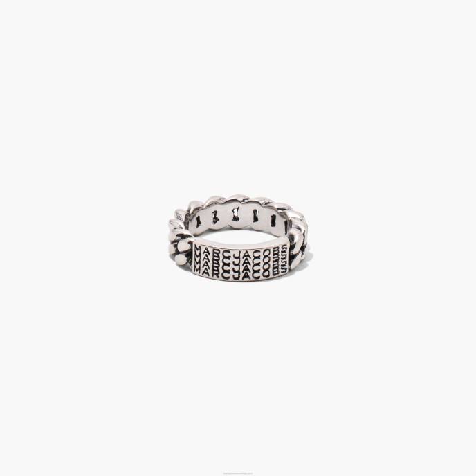 Marc Jacobs o anel de corrente de identificação de monograma de código de barras 8RF6460