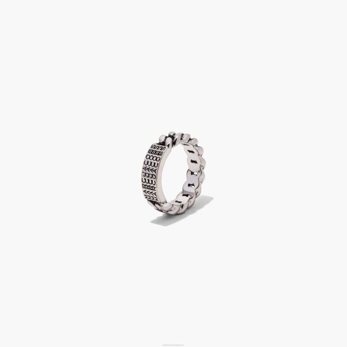 Marc Jacobs o anel de corrente de identificação de monograma de código de barras 8RF6460