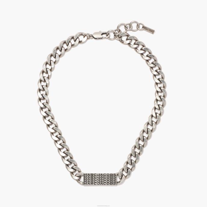Marc Jacobs o colar de corrente de identificação de monograma de código de barras 8RF6418