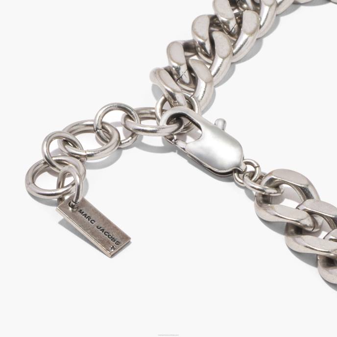 Marc Jacobs o colar de corrente de identificação de monograma de código de barras 8RF6418